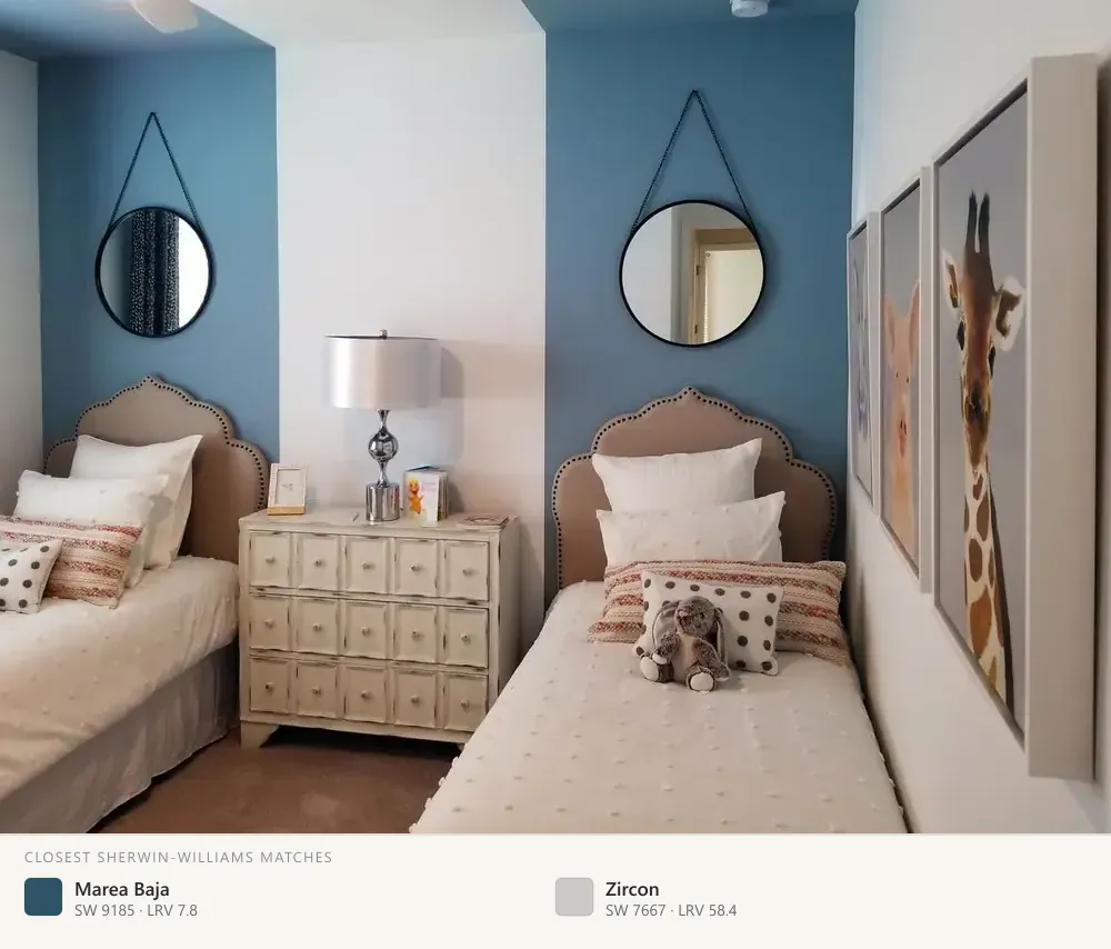 Blue accent in a shared room