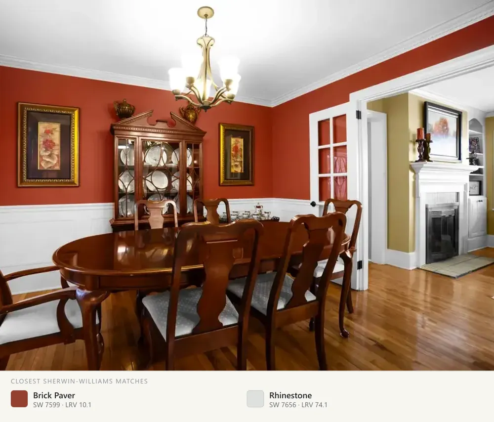 Brick red dining room