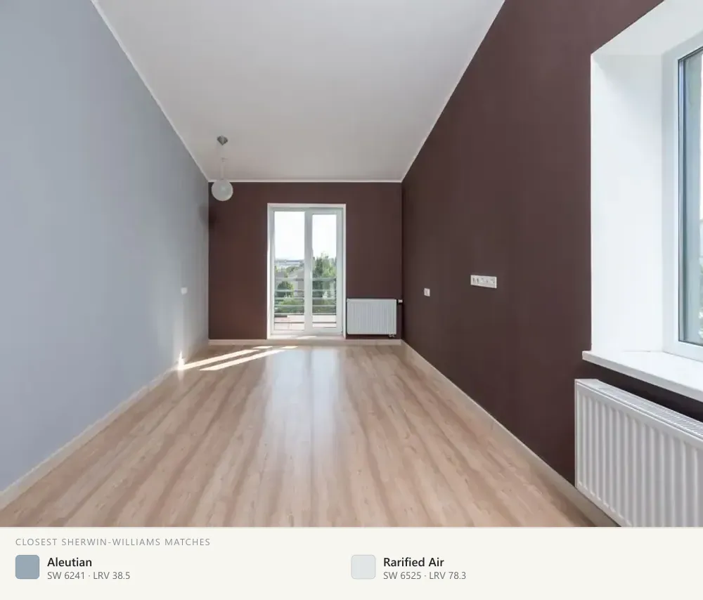 Brown accent under a white ceiling
