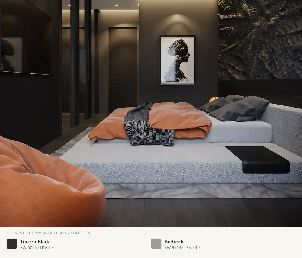 Charcoal bedroom wall