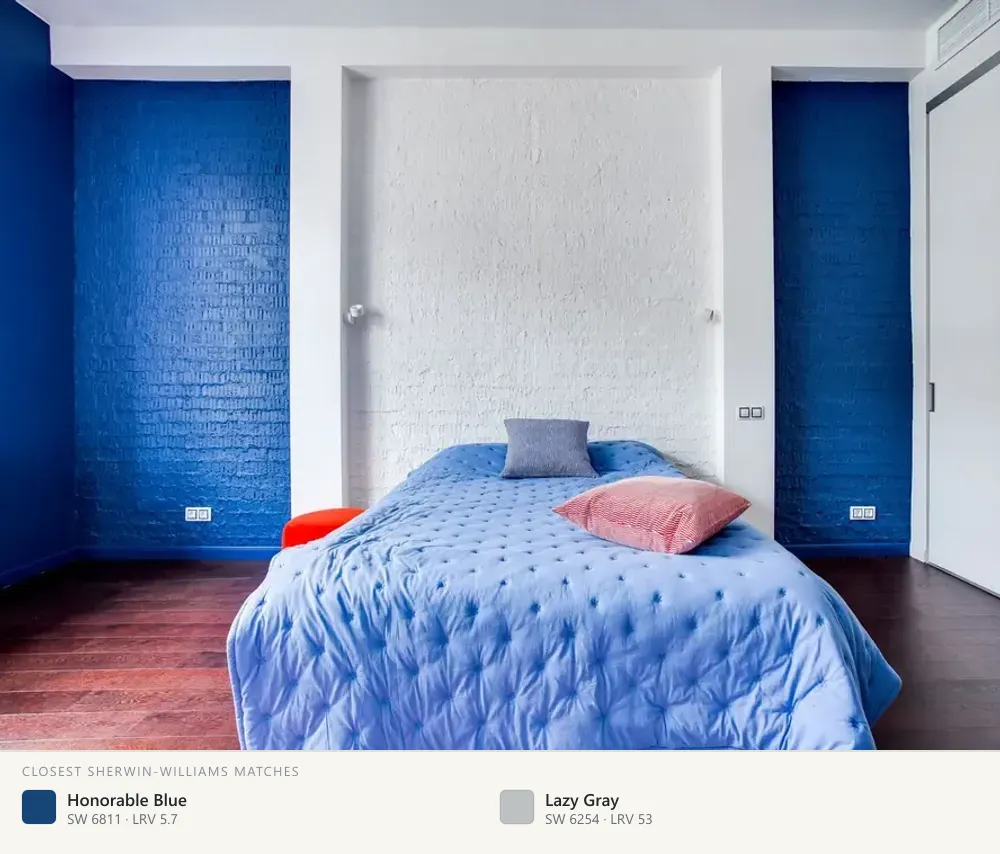 Cobalt blue on painted brick