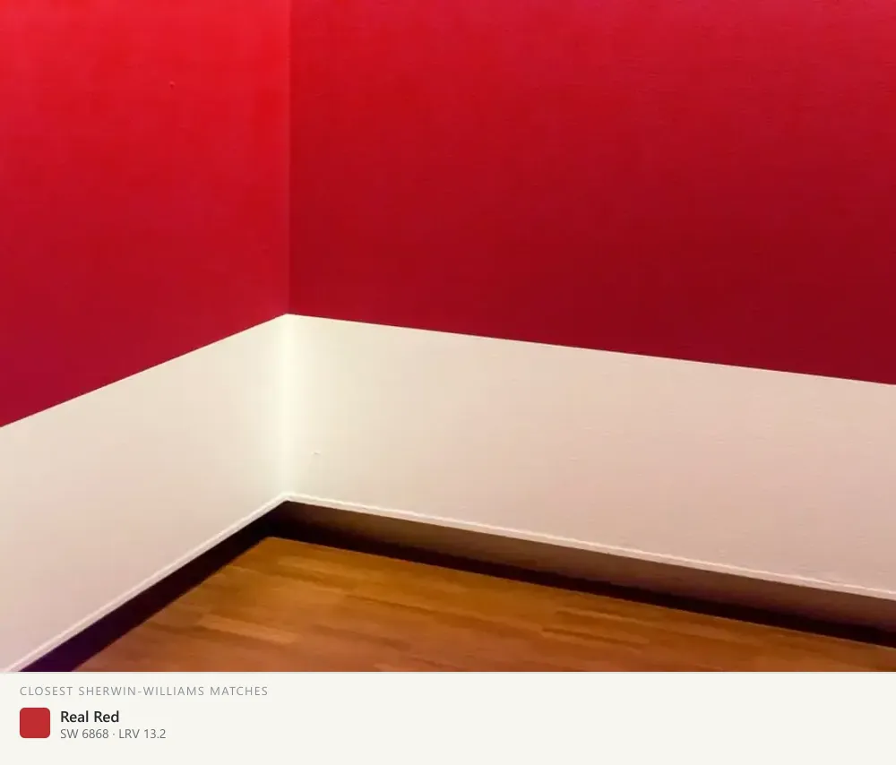 Crimson red over white