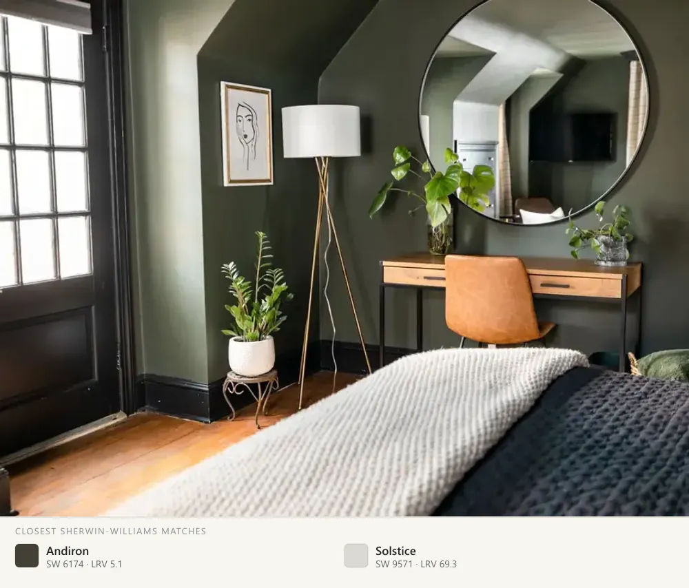 Deep olive green bedroom
