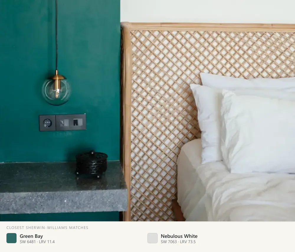 Deep teal bedroom wall