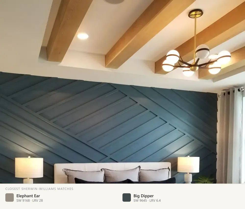 Navy plank accent wall