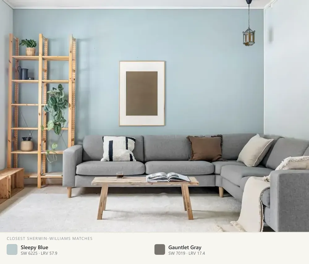 Pale blue-gray living room