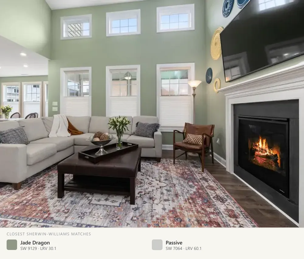 Soft green great room