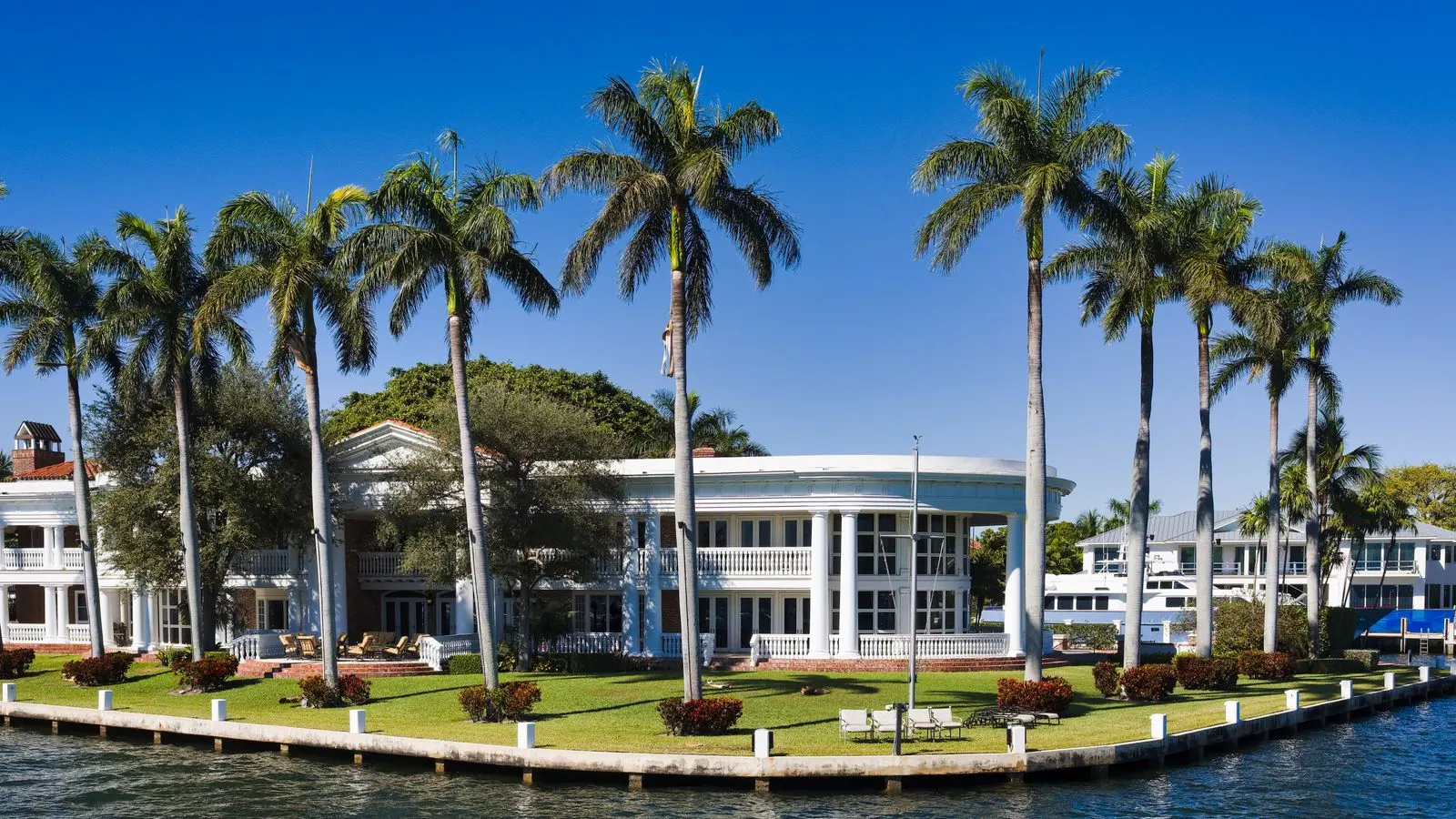 Fort Lauderdale waterfront mansion with palms